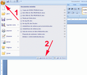 encontrar opciones para configurar del MS Word